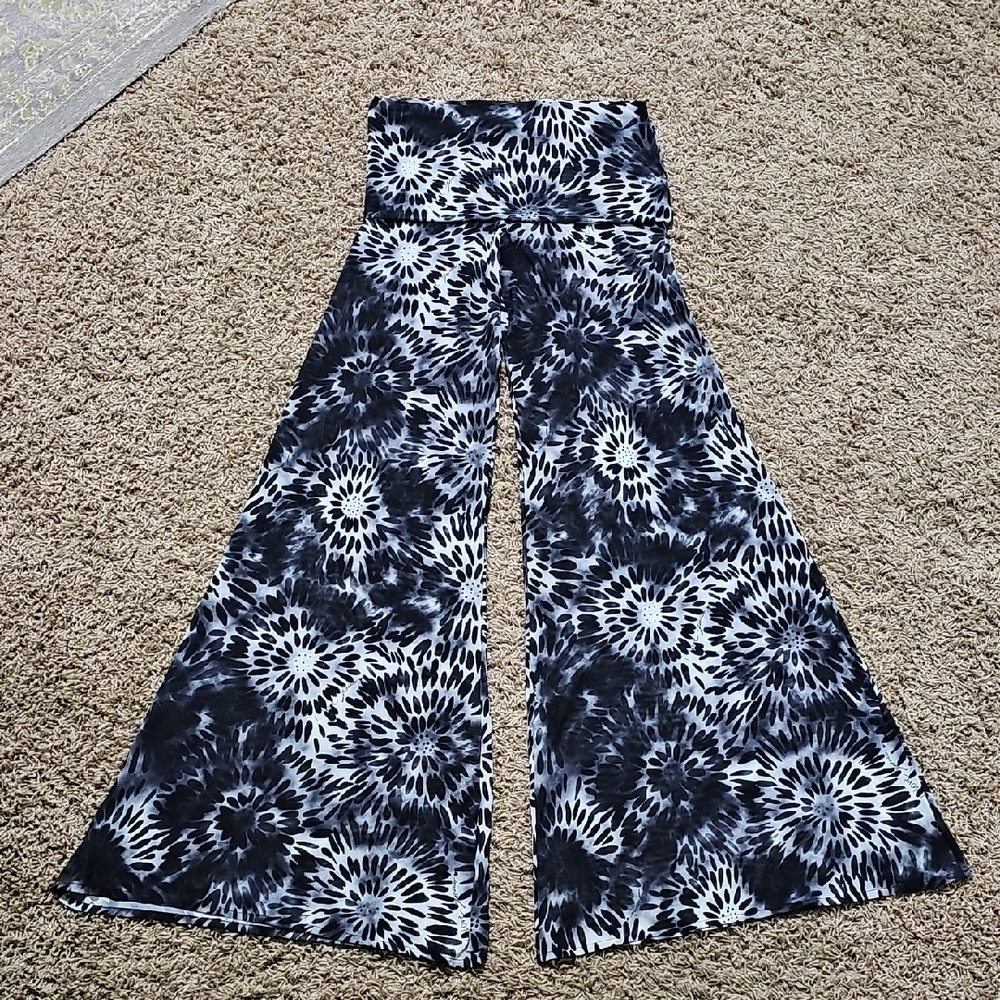 Fisico Cristina Ferrari Pants Tie Dye Mesh Fold Over Wide Leg Flare Large - Picture 2 of 7